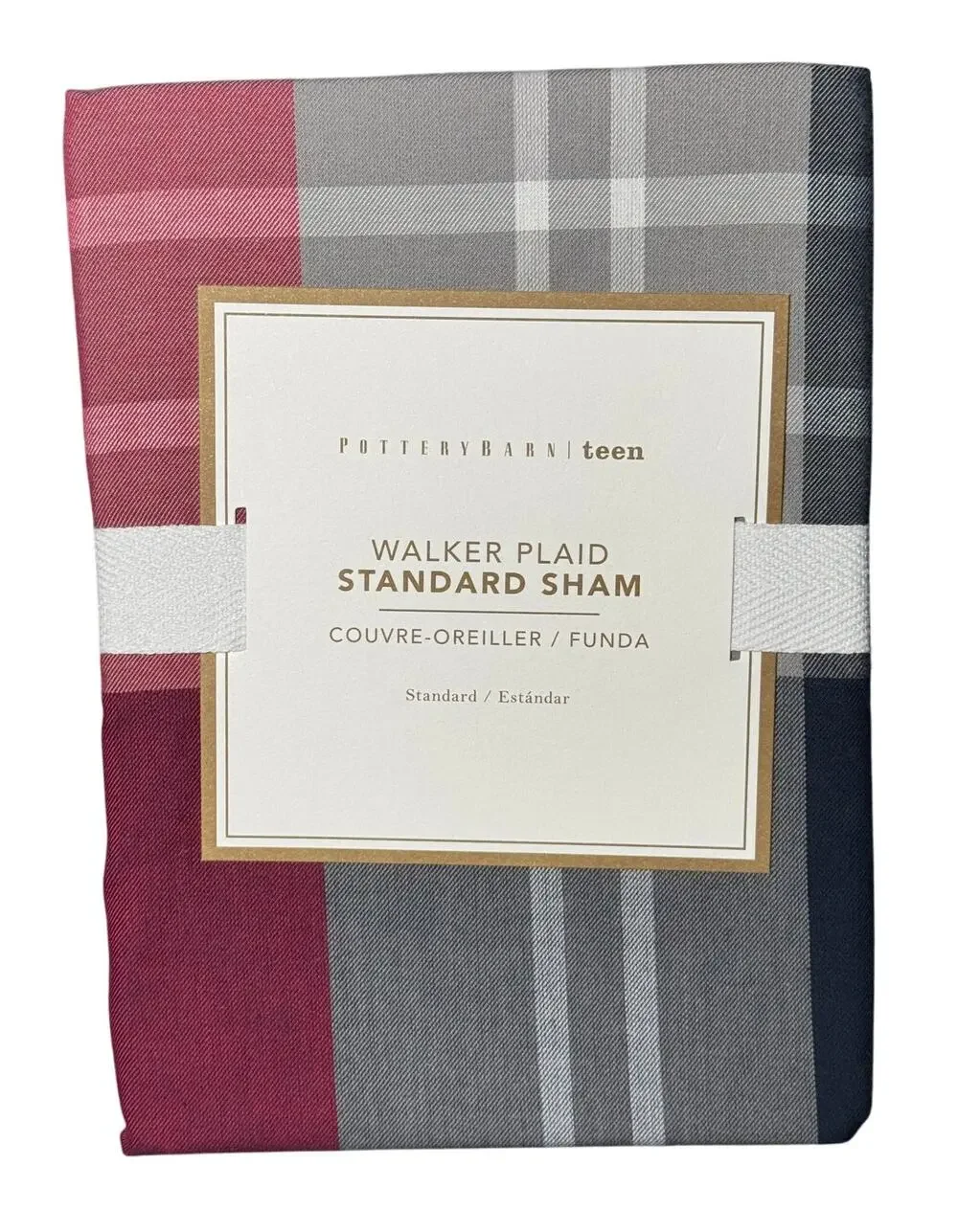 Pottery Barn Teen Walker Plaid Sham Red Navy Standard - 20 x 20